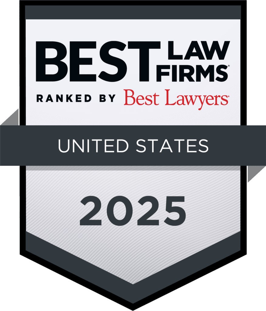 Gray and black Best Law Firms 2025 badge